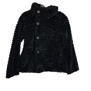 PATAGONIA Girl's Soft Cozy Faux Fur Teddy Bear Black Jacket Pelage